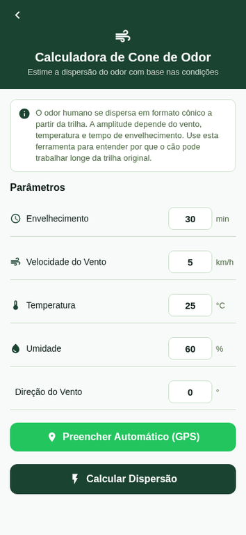Calculadora Cone de Odor